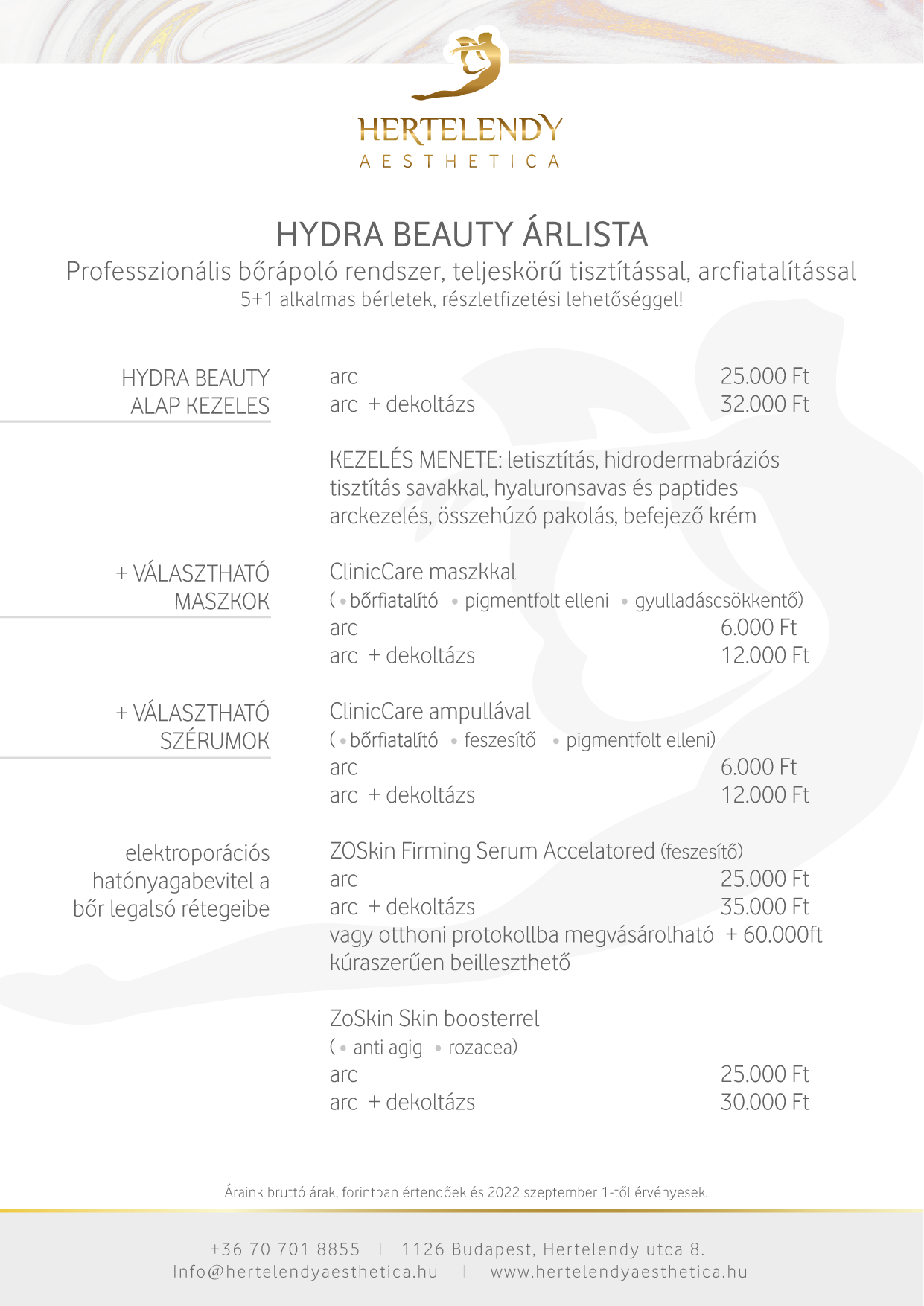 Hydra Beauty árlista